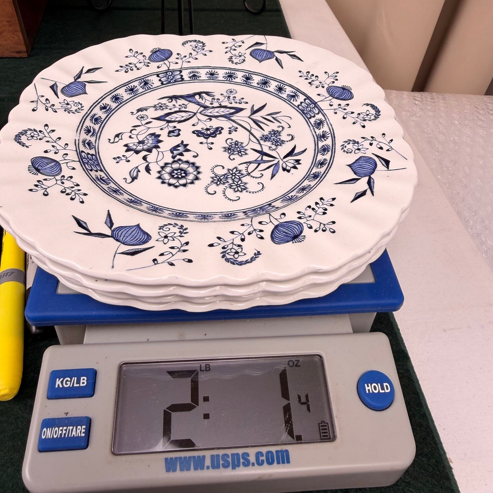 J&G Meakin Blue Nordic Plates Set of 4 Staffordshire Blue Onion Scalloped 7.5in