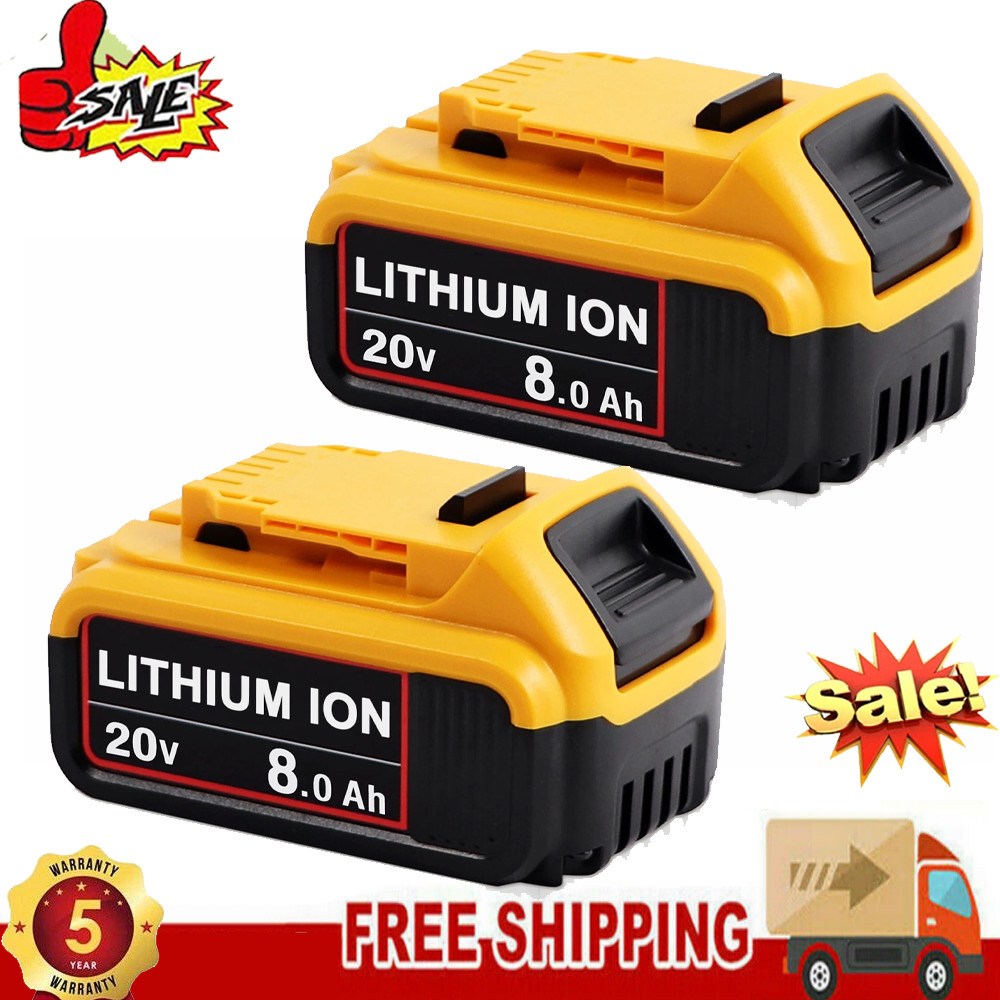 2Pack Lithium Ion Battery For DeWalt 20V 20 Volt Max 8.0AH DCB205 DCB206 DCB200