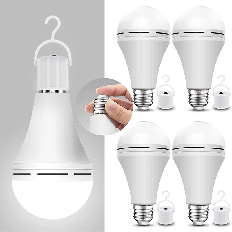 4 Pack Rechargeable Emergency Light Bulbs for Power Outage Battery Operated Bulb
