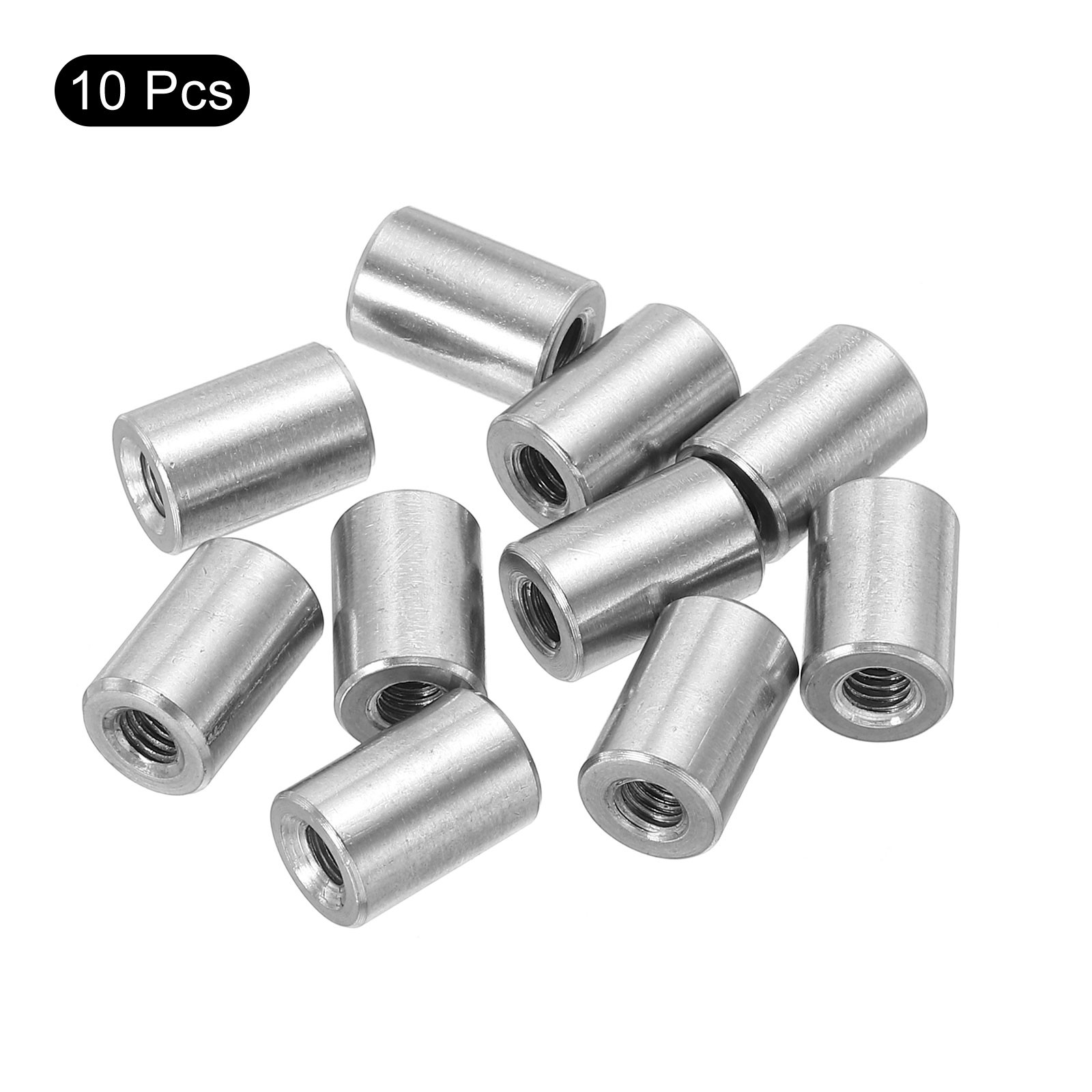 10Pcs Round Connector Nuts, M4x12x8mm Coupling Nut Sleeve Rod Bar Stud Nut