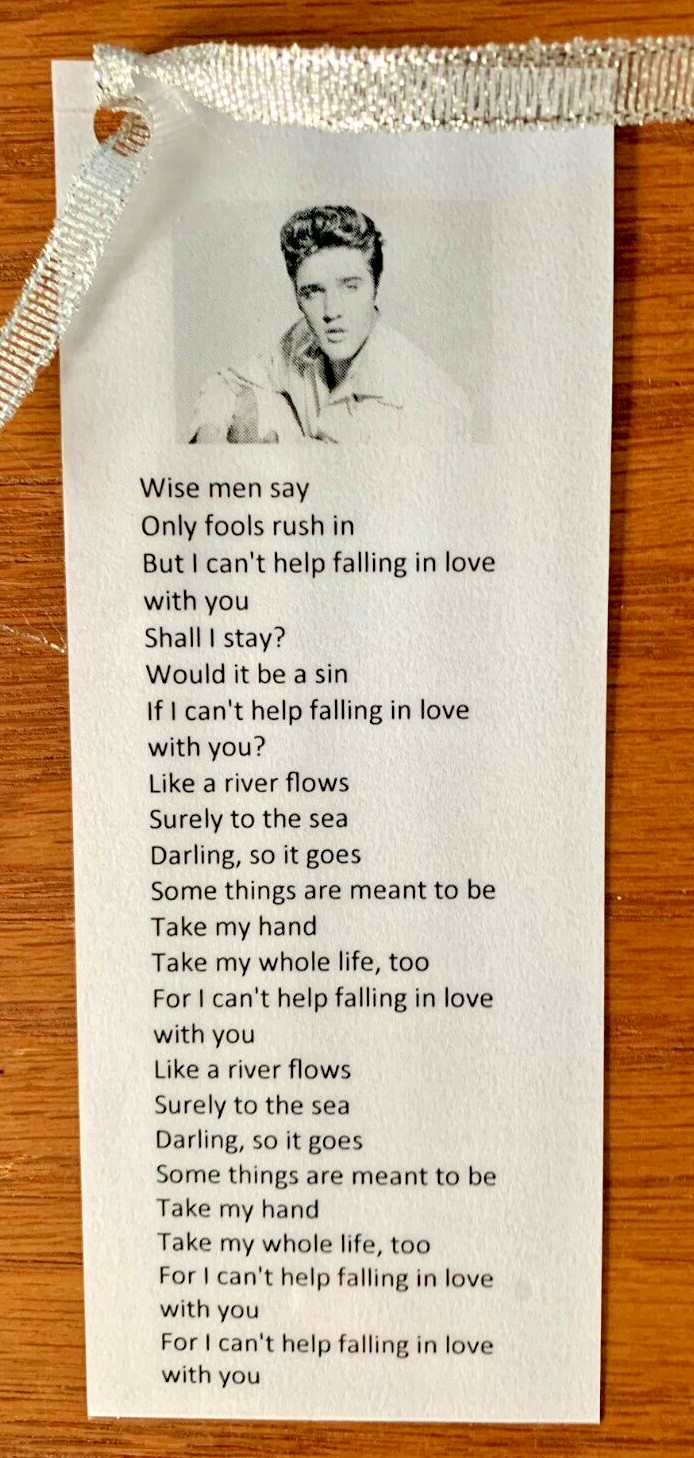 Elvis Presley Bookmark Silver Ribon Lyrics Can’t Help Falling In Love