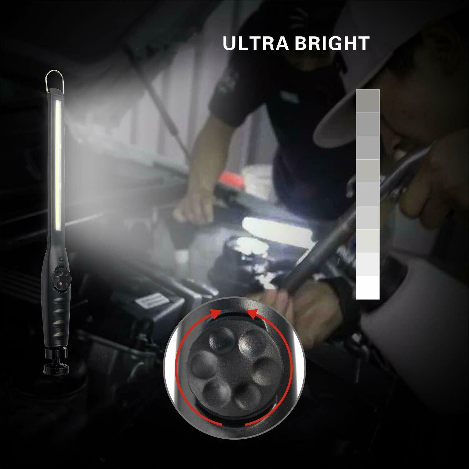 2pcs Rechargeable LED Slim Work Light Mechanic Flashlight Lamp Bar Camping Torch