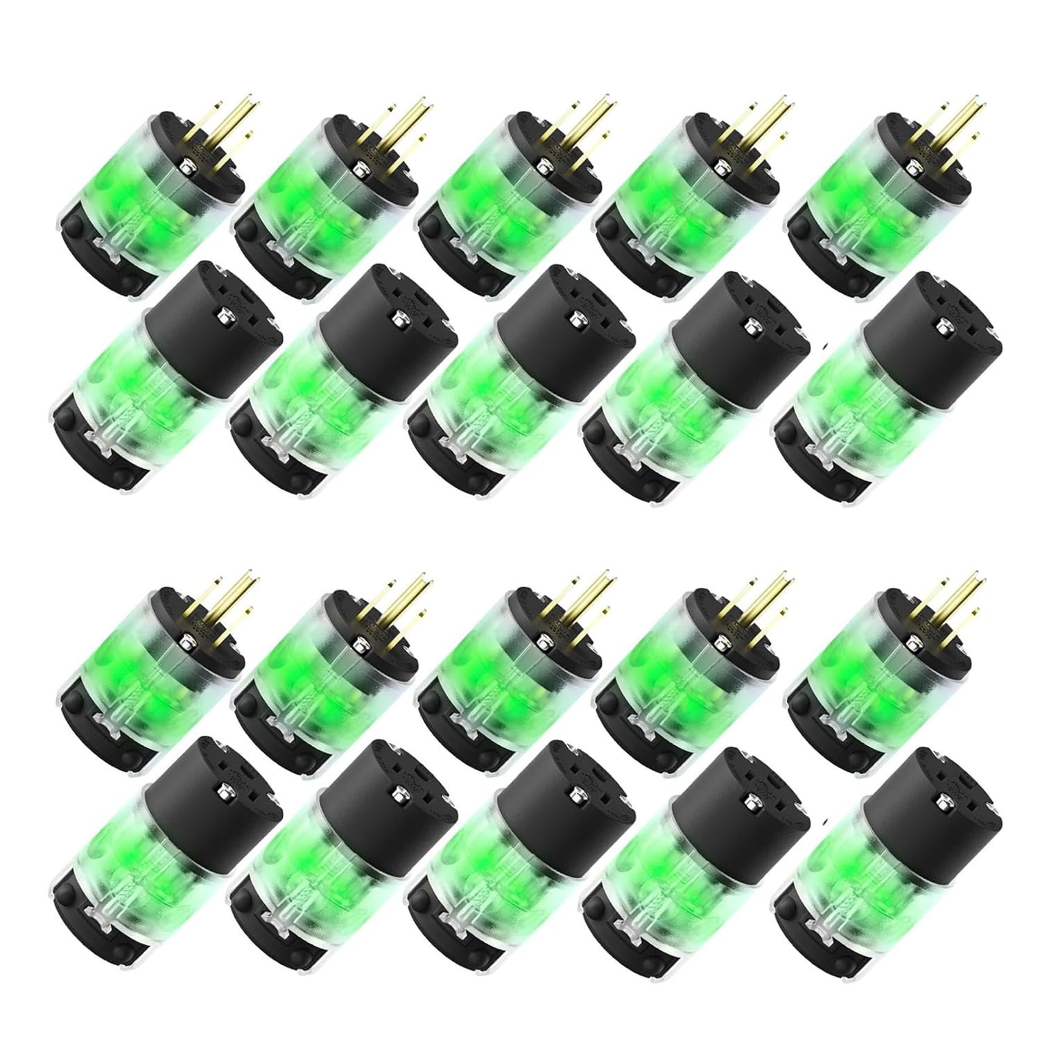 5 Set Lighted Extension Cord Ends, 15A 125V Extension Cord Replacement Ends 3 Pr