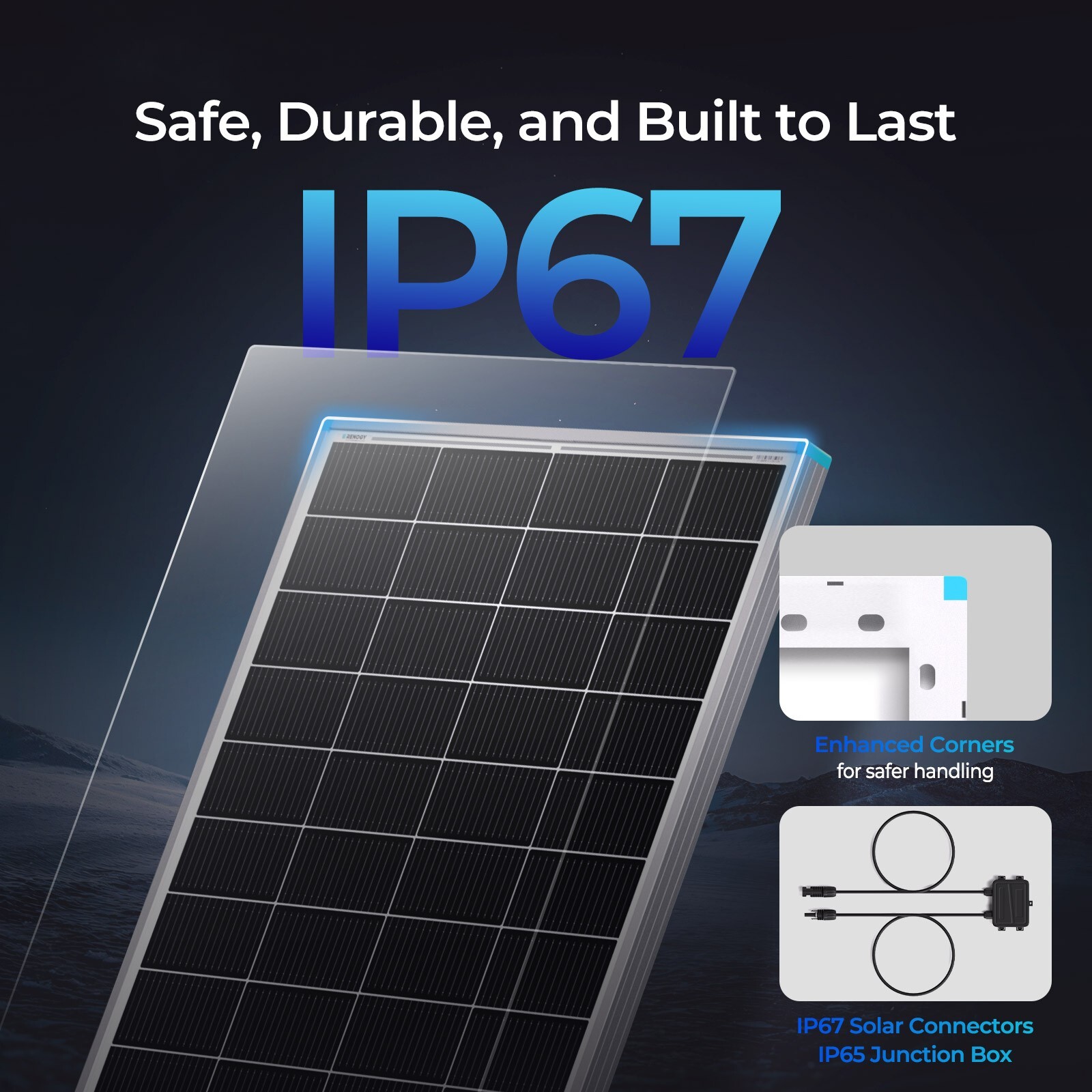 Renogy 24V Solar Panel 200W 16BB 25% High-Efficiency Monocrystalline Off-gird