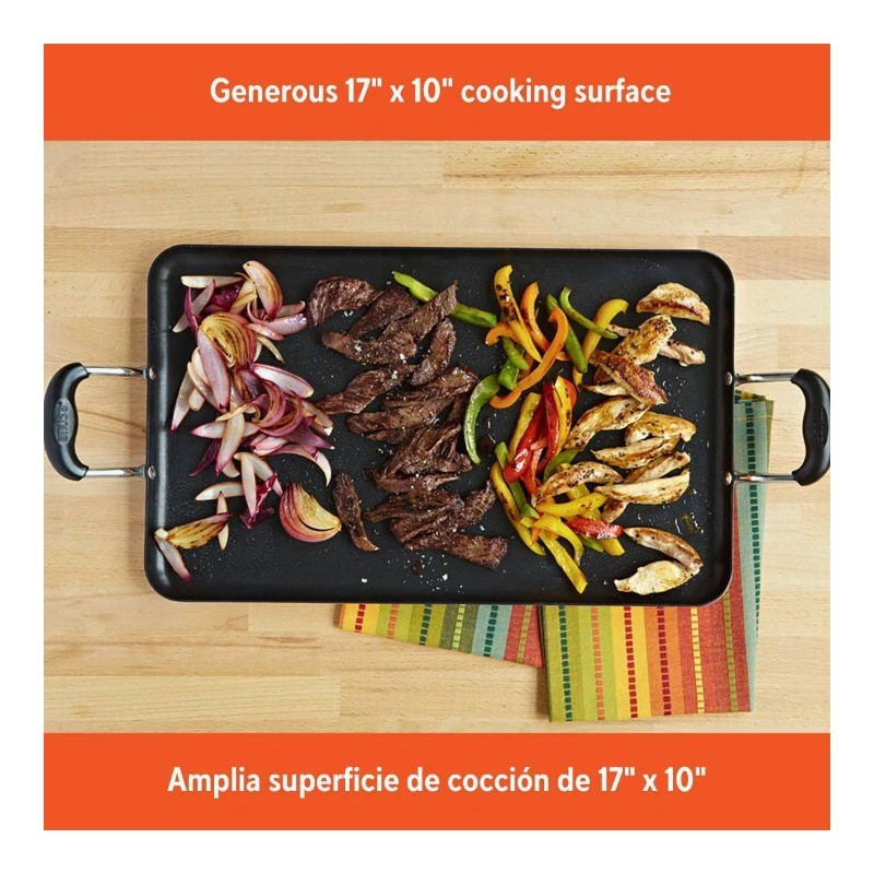 Ceramic Double Burner Griddle Black: Stovetop Griddle, Aluminum