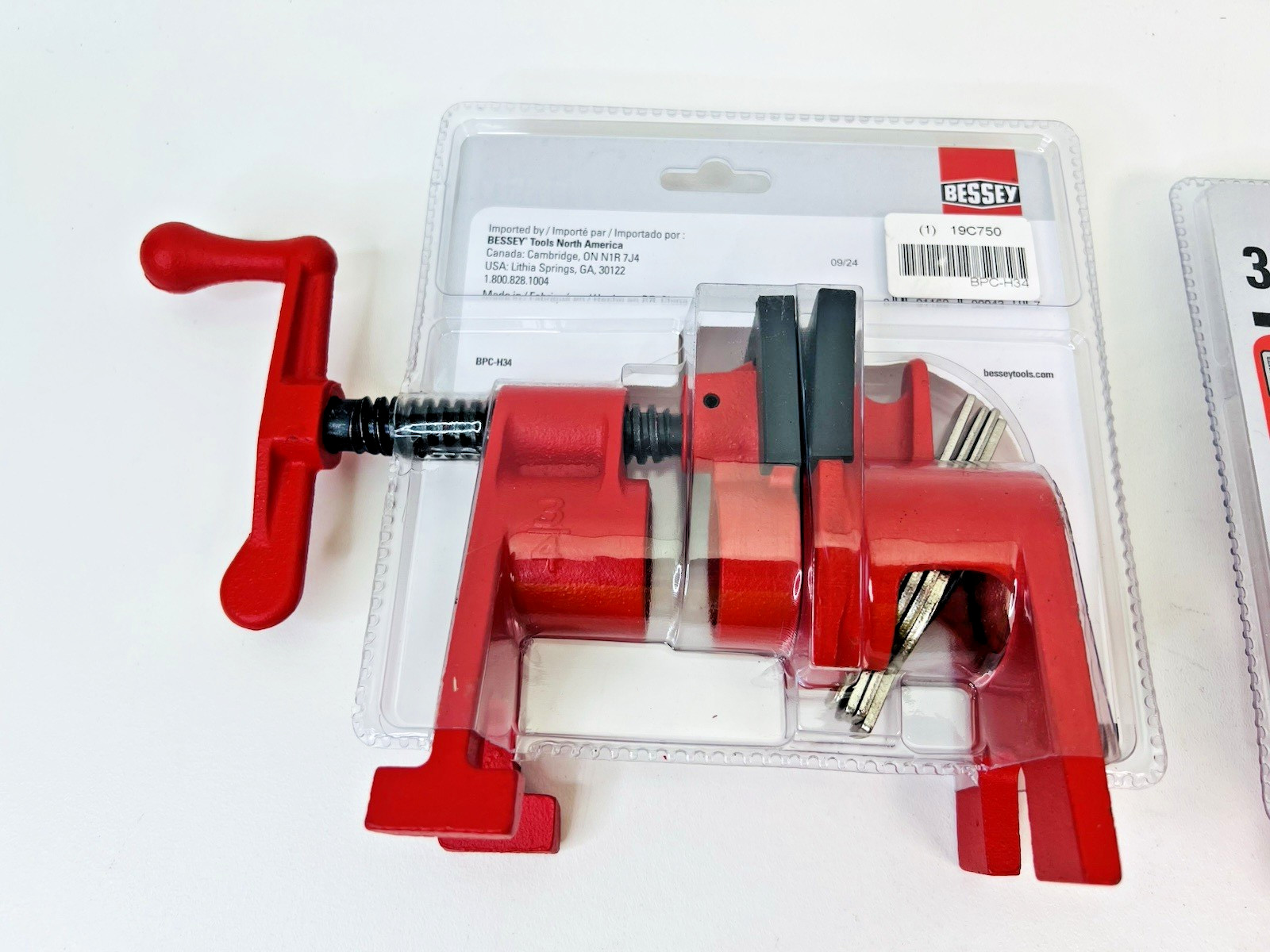 Lot of 2 Bessey BPC-H34 3/4-Inch H Style Pipe Clamp Red 19C750