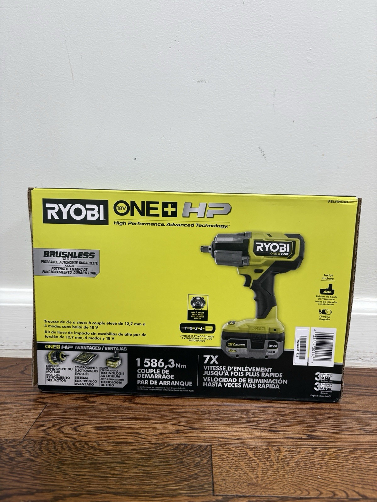 ONE+ 18V Brushless Cordless 4-Mode 1/2 in. Impact Wrench 4.0Ah Battery Charger