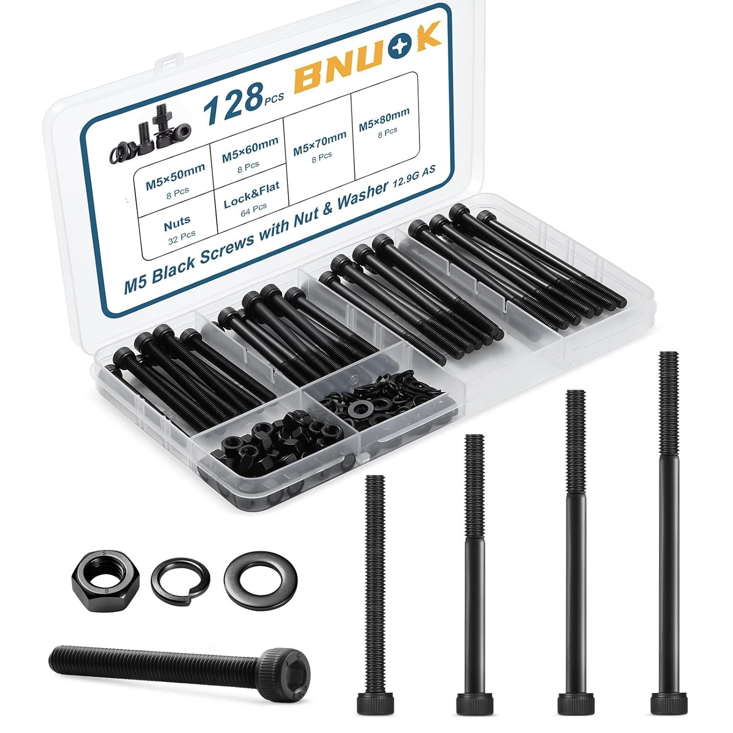 M3 M4 M5 Hex Socket Head Cap Screws Bolts Nuts Washers Assortment Kit (8-100mm)