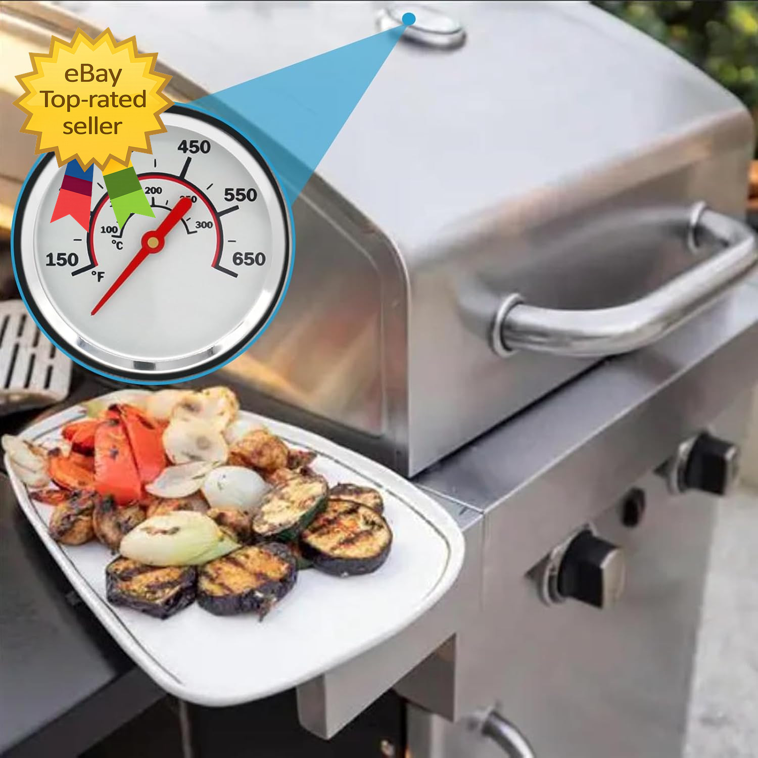 1.85″ Lid Grill Thermometer for Char Broil Gas Grills Stainless Steel G432