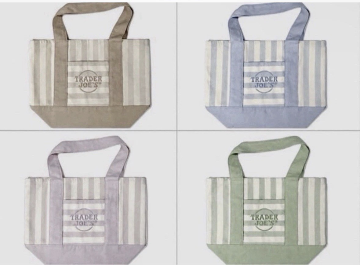 Trader Joe’s Mini Pastel Striped Canvas Tote Bag 2026 Limited Edition Set Of 4
