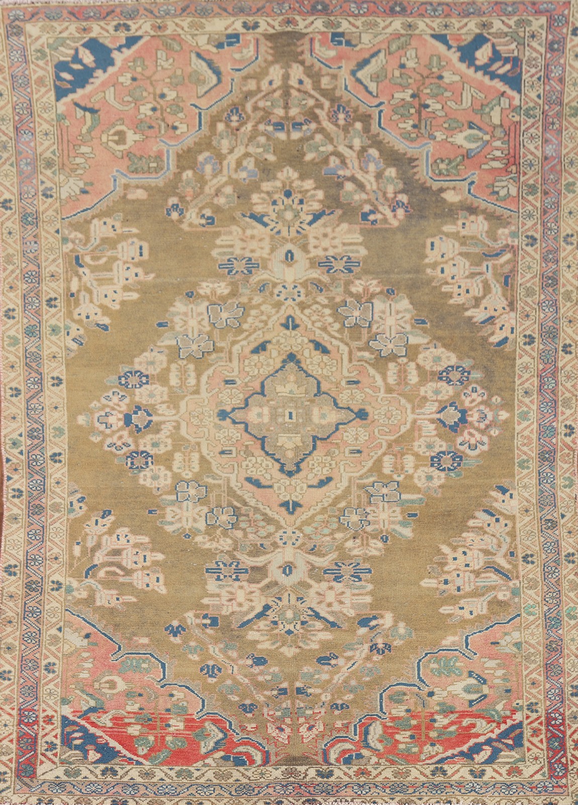 Vintage Traditional Rug 4×6 Hand-knotted Wool Geometric Carpet for Any Room