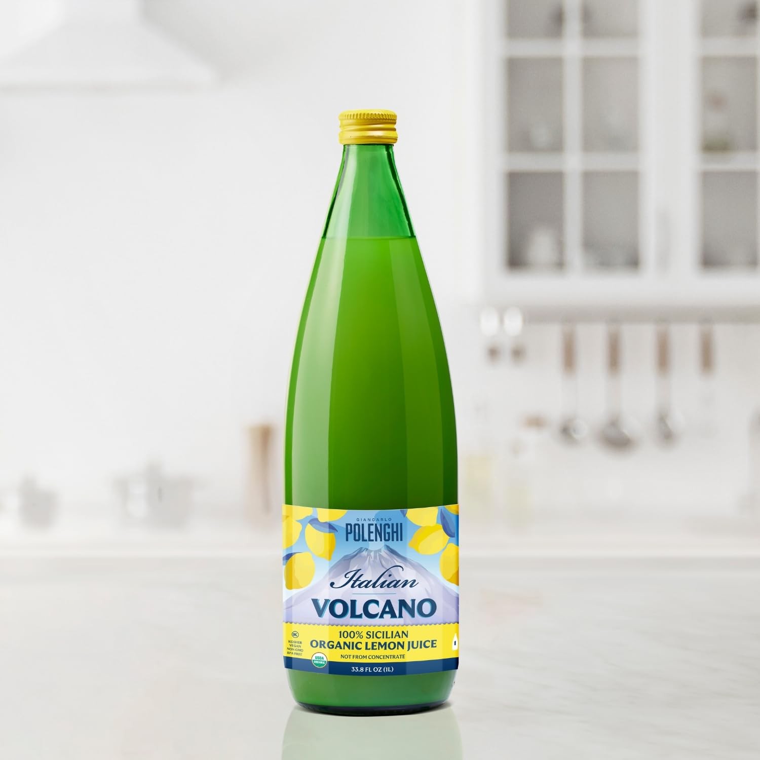 Italian Volcano USDA Organic Lemon Juice 1 Liter Bottle – 2 Pack