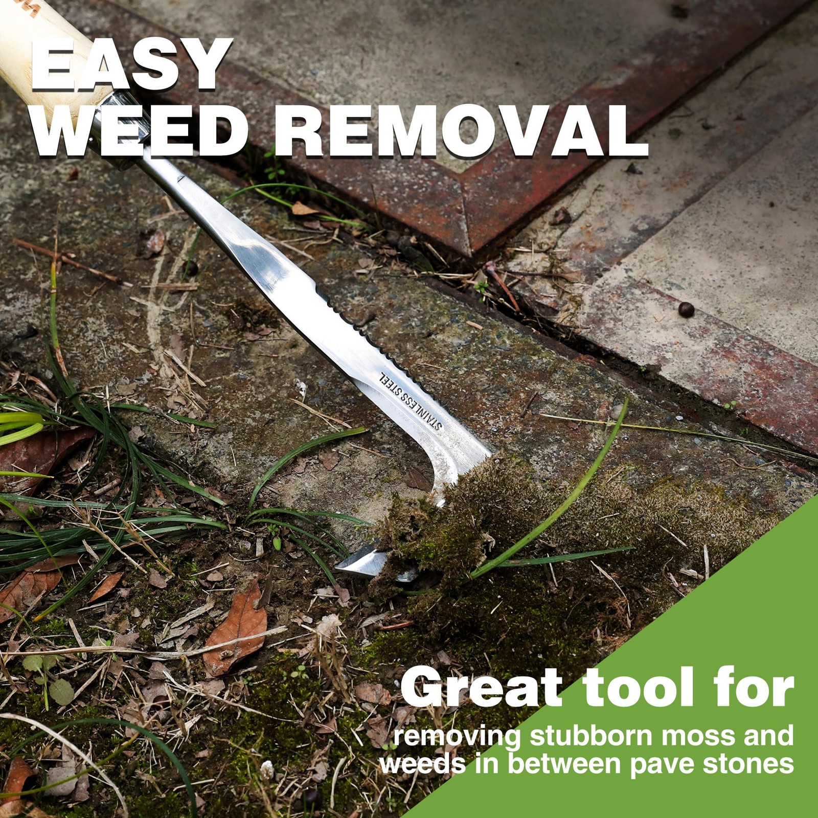 WORKPRO Crack Weeder Crevice Weeding Tool Stainless Steel Manual Weeder L Shaped