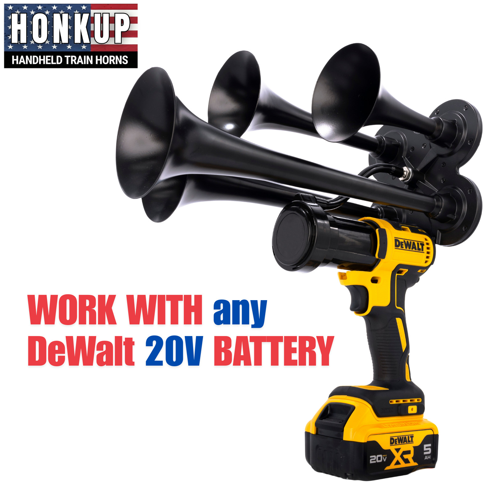 DeWalt 20V Impact Drill Train Air Horn + Remote Control | Assembled in the USA