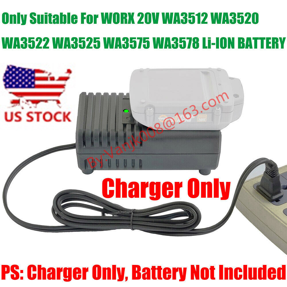 1x WORX 20V WA3520/3575/3578/3525 Li-ION BATTERY 2.0Ah FAST CHARGER-CHARGER ONLY