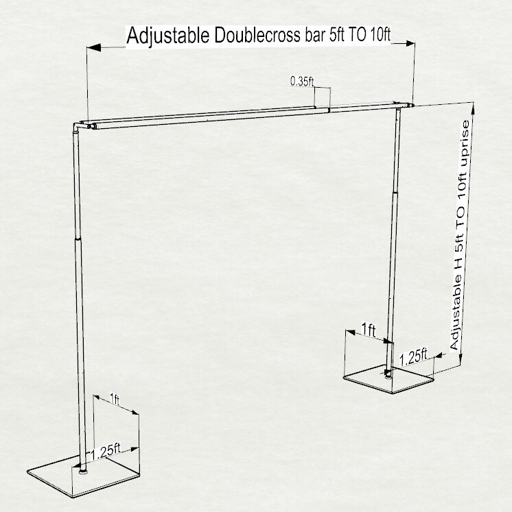 DOUBLE CROSS BAR ADJUSTABLE QUICK BACKDROP KIT 10 FT x 10 FT PIPE WITHOUT DRAPE