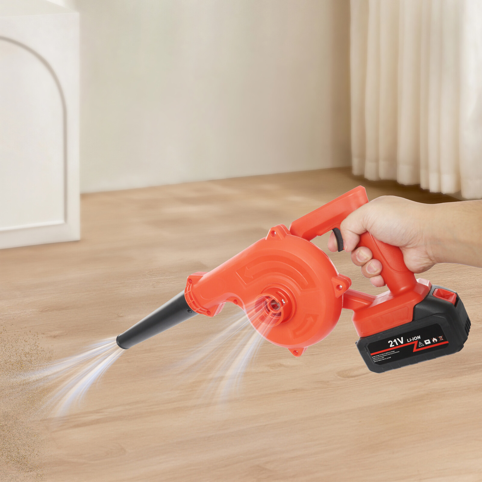 800W Battery Powered Cordless Leaf Blower, 6000-8000rpm Suction Blowing Machine