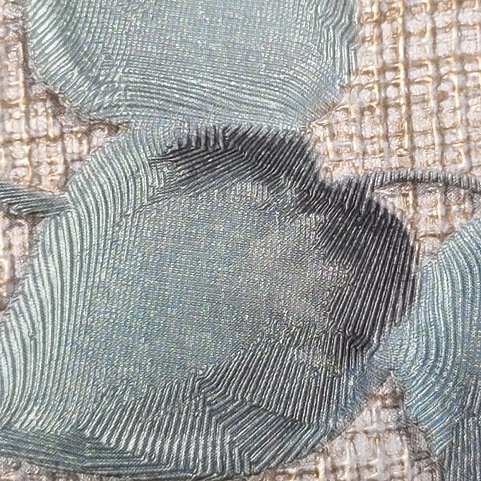 Floral plants Brown green blue metallic faux woven fabric textured wallpaper 3D
