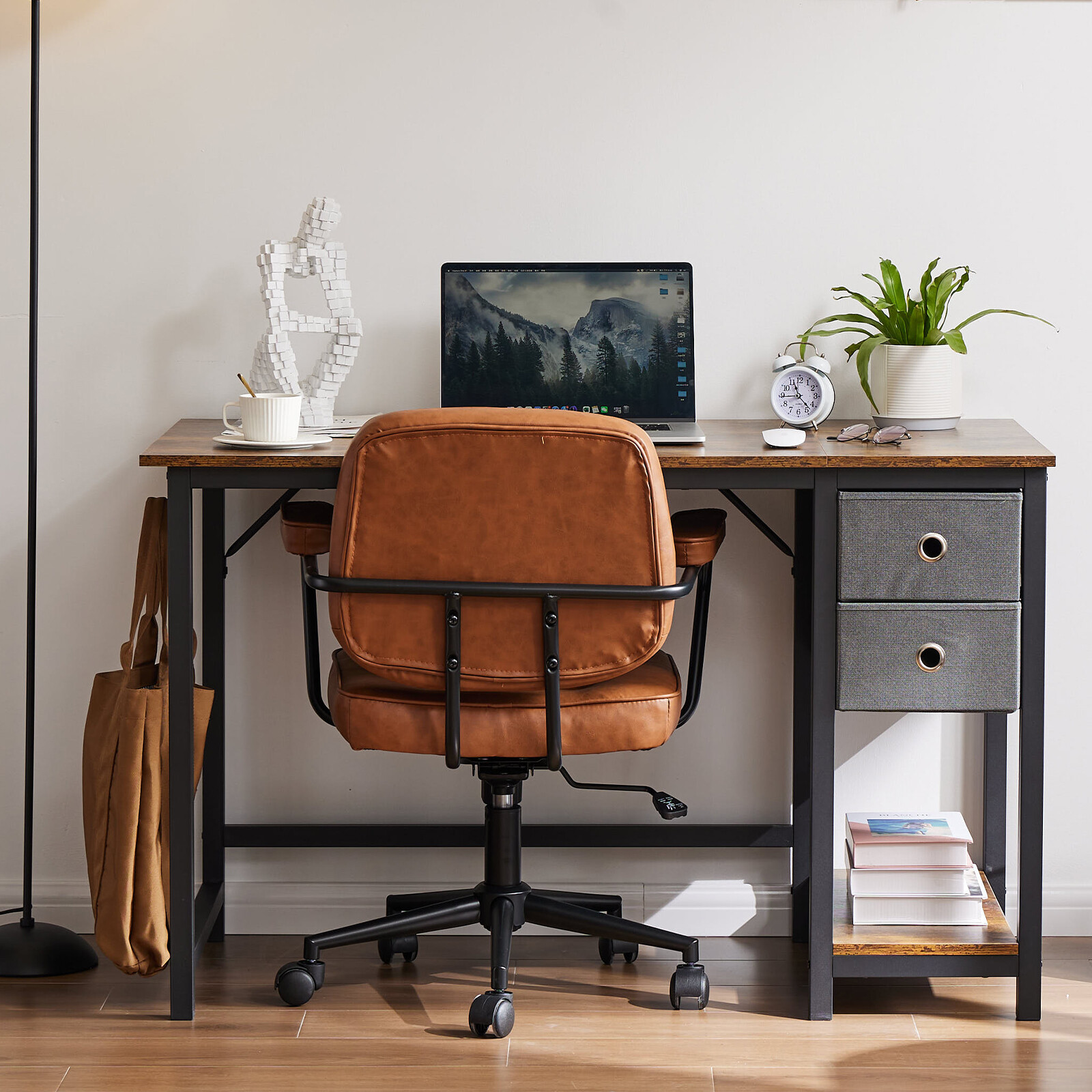 40/47″ Home Office Computer Desk with 2 Storage Drawers,Small Modern Study Table