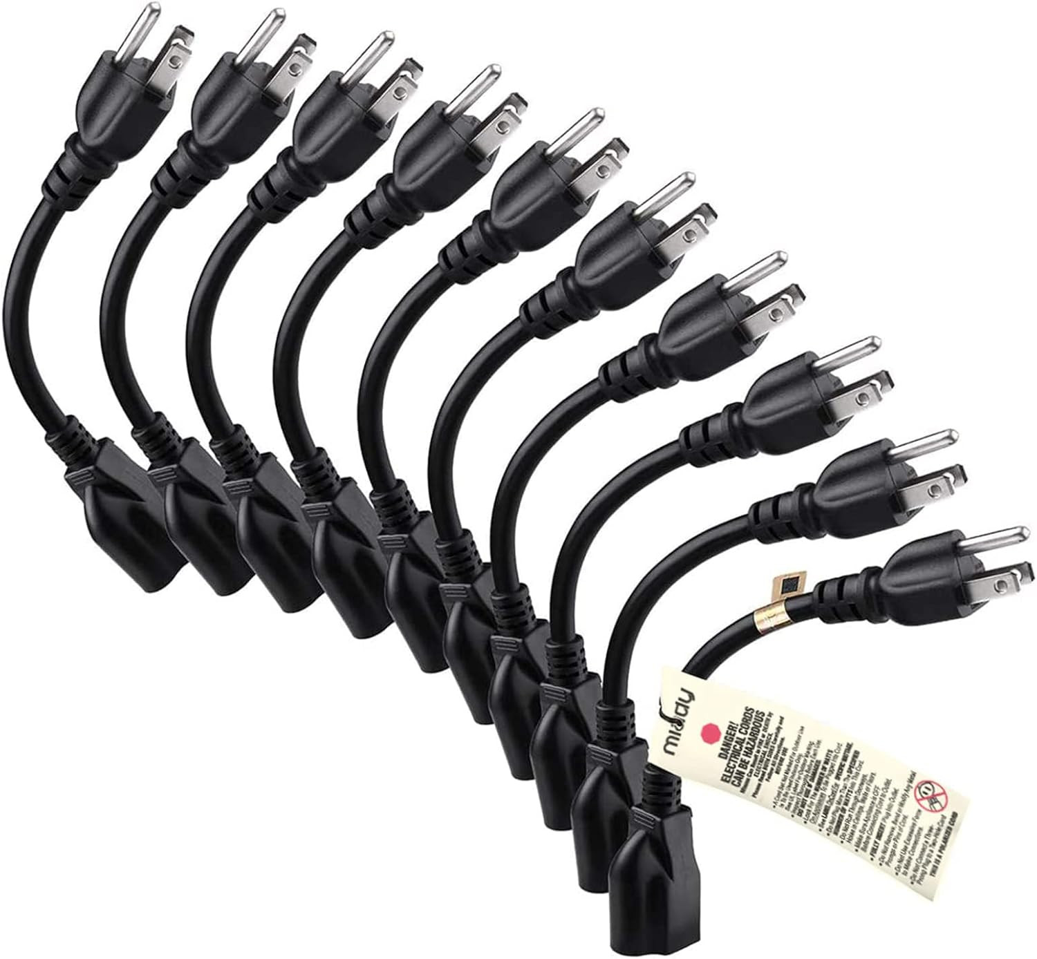 [ETL Listed] Short Power Extension Cord Outlet Saver, 16AWG/13A, 3 Prong