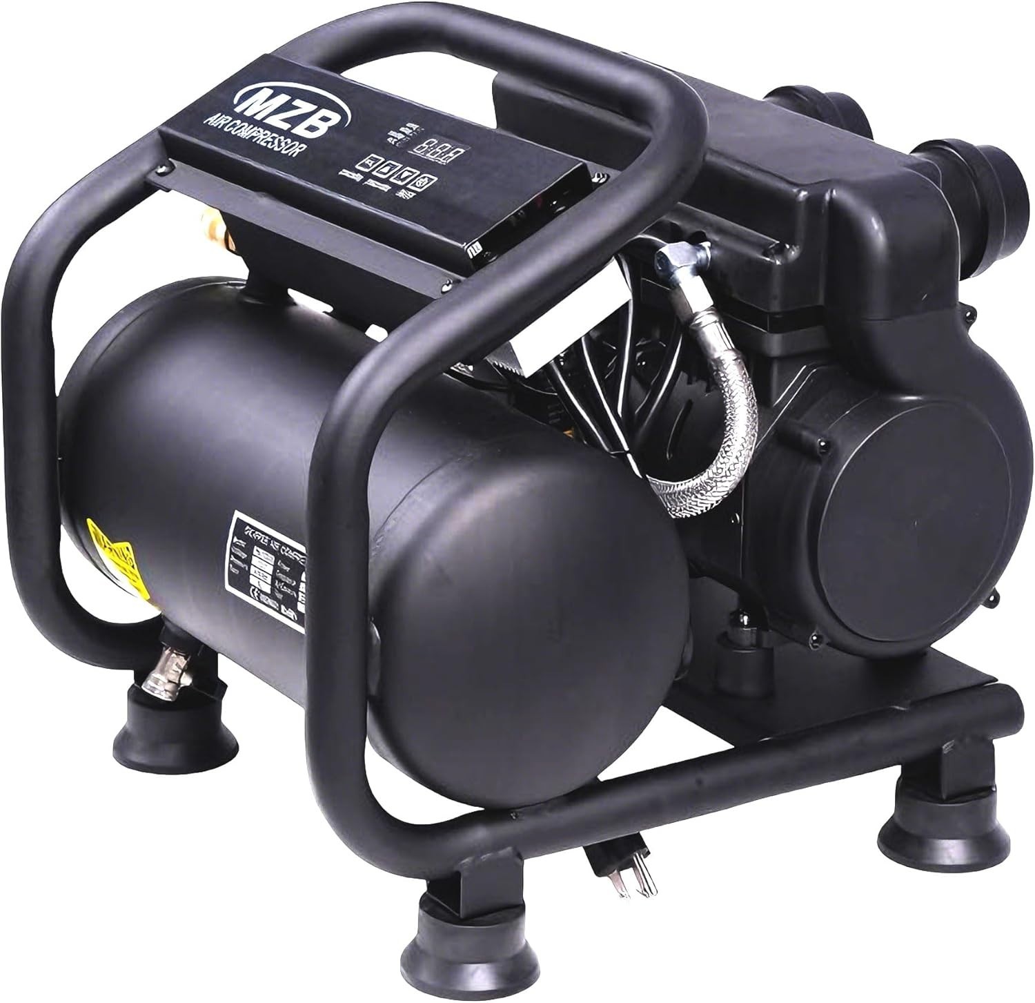 Oil-Free 1.6 Gallon Ultra Quiet 70dB Air Compressor, 110V/60Hz Steel Tanks
