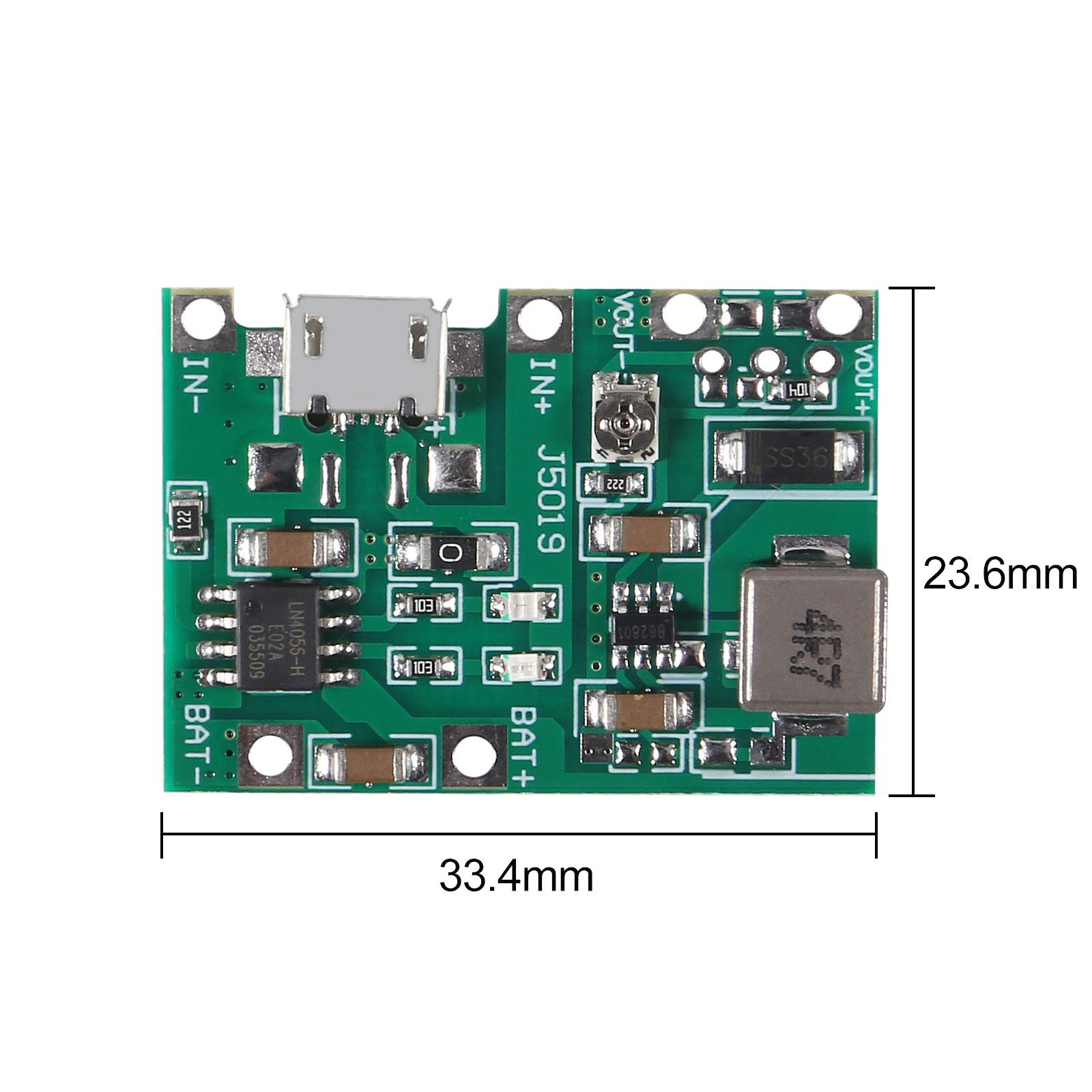 5PCS 3.7V 4.2V Lithium Liion Battery Charger Board Adjustable green black