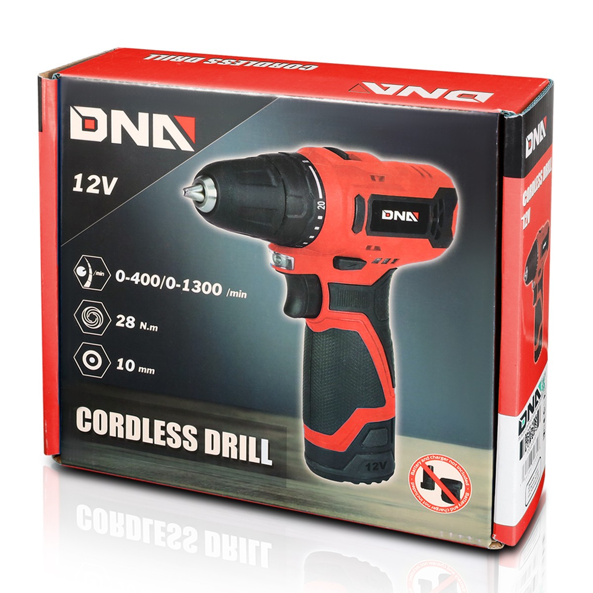 DNA Motoring 12V Electric Drill Cordless Electric Screwdriver Drill+Keyless Red