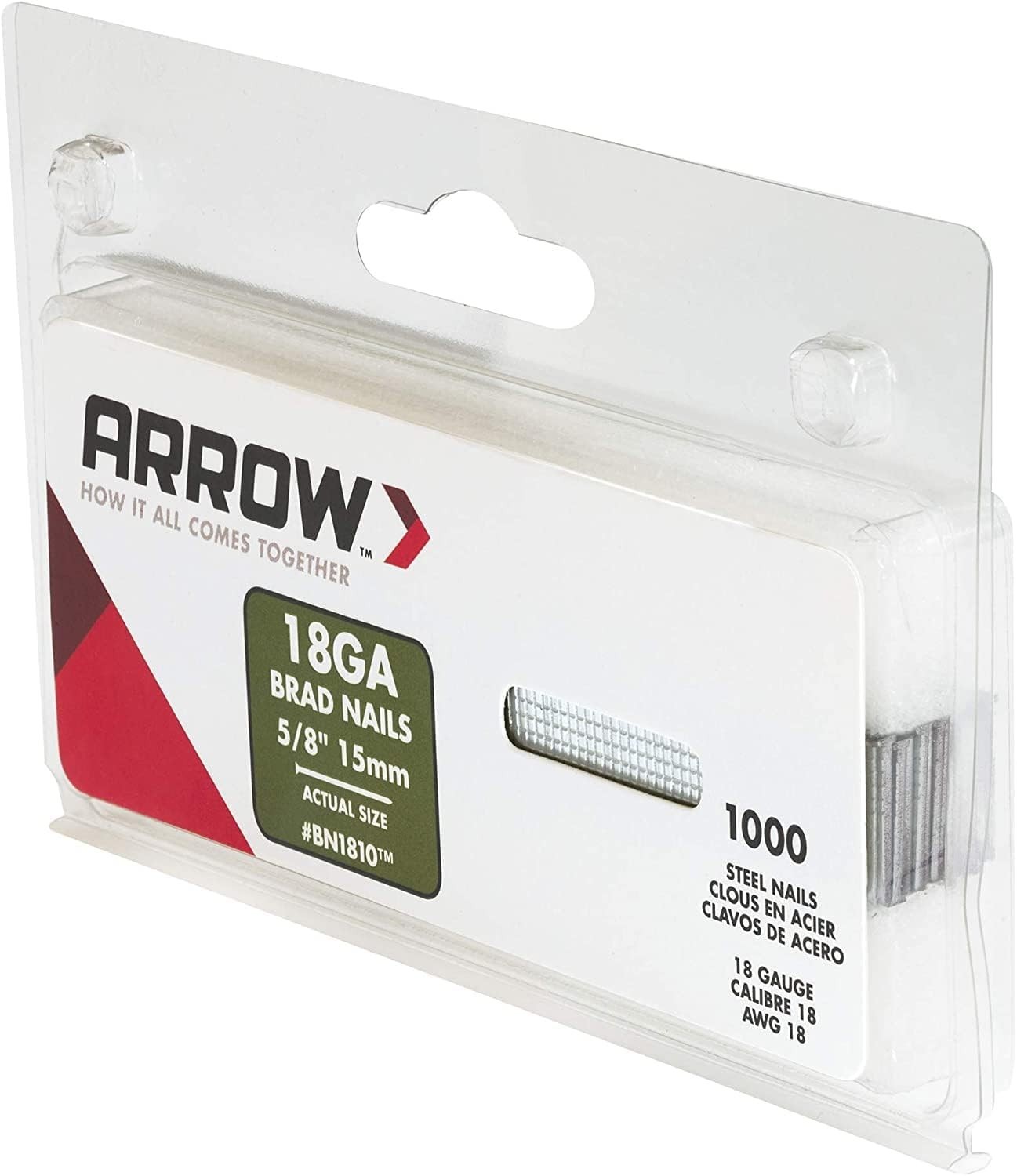 Versatile Arrow 18-Gauge Brad Nails for Indoor & Outdoor Projects, 5/8 Inch