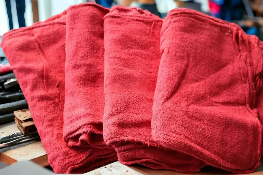 100% Cotton X-Large 15×15 Red Shop Towels Multiple Pack, Quality Cleaning Rags