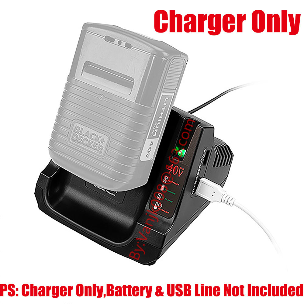 1PCS Charger For Black&Decker LBX2540 LBX36 40V MAX Li-Ion Battery w/5V USB PORT