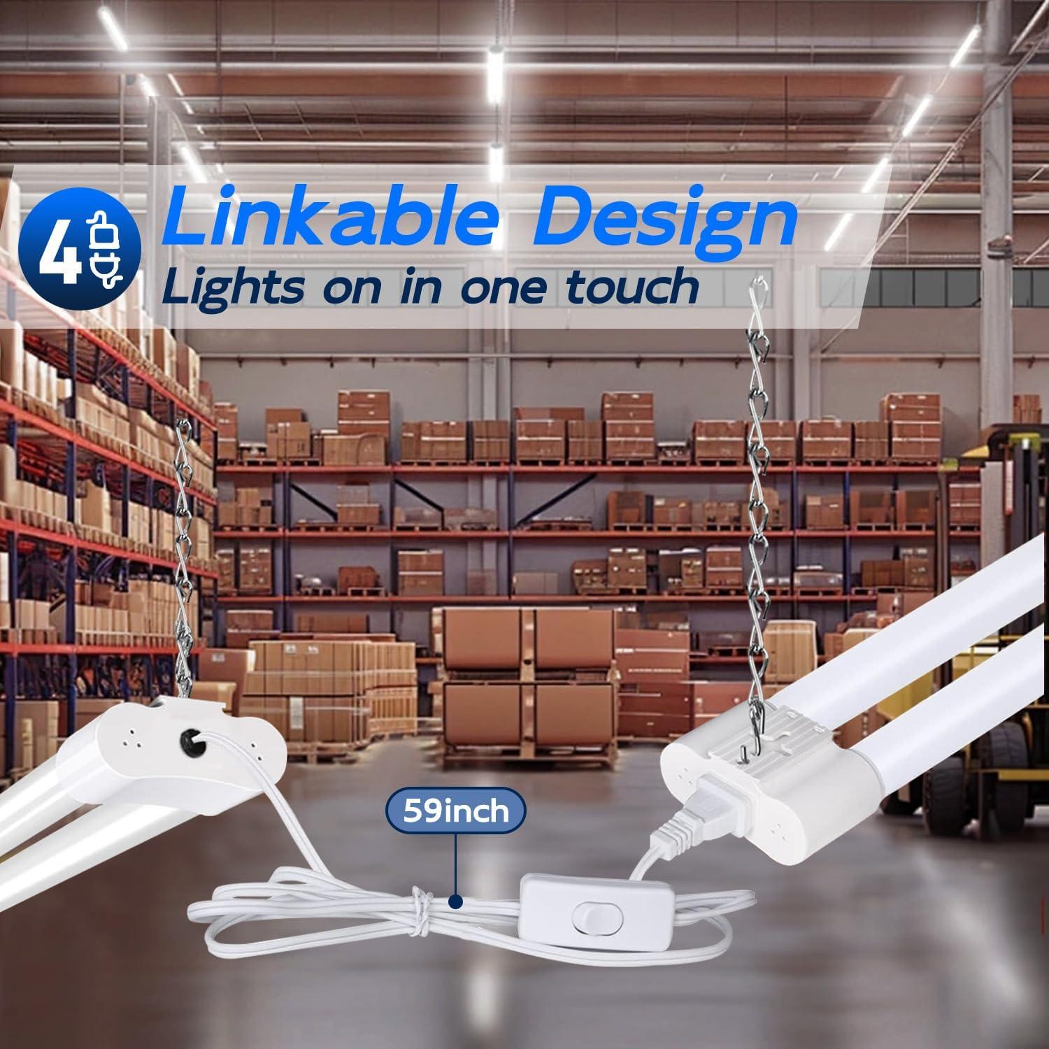 4 Pack 4FT LED Shop Light, Linkable Utility Shop Lights, 42W, 5000K Daylight
