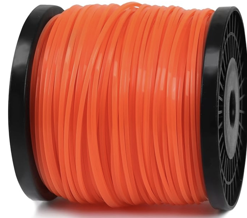 Square String Trimmer Line Heavy Duty Nylon 0.095in Orange 1.7LB 330ft