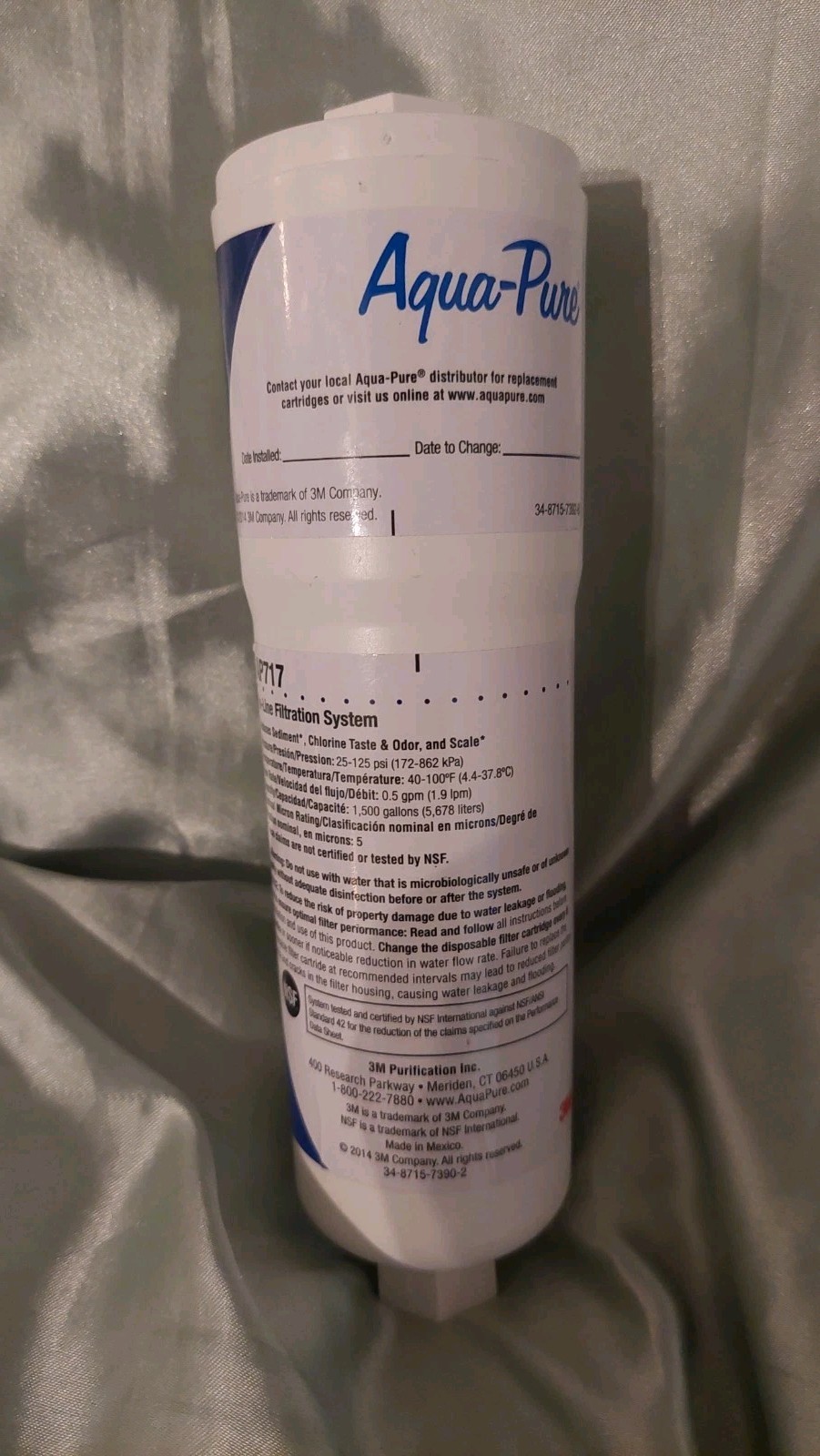 Aqua-Pure AP717 Inline Water Filter for Refrigerator No Chlorine Taste/Odor