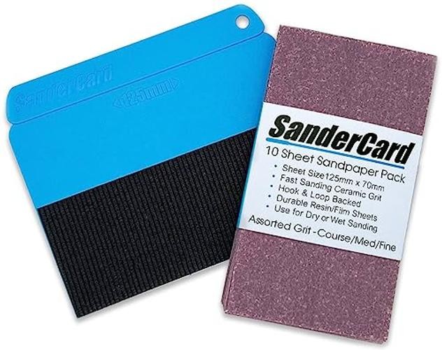 Hand Sander | Ultra-Thin Shape | Pro SanderCard 125mm Wide + Sandpaper Pack