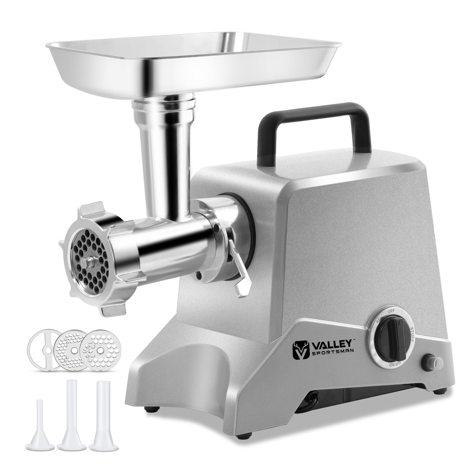 Electric #12 Meat Grinder, Sausage Stuffer Tube, Grinding Plates, Heavy Duty