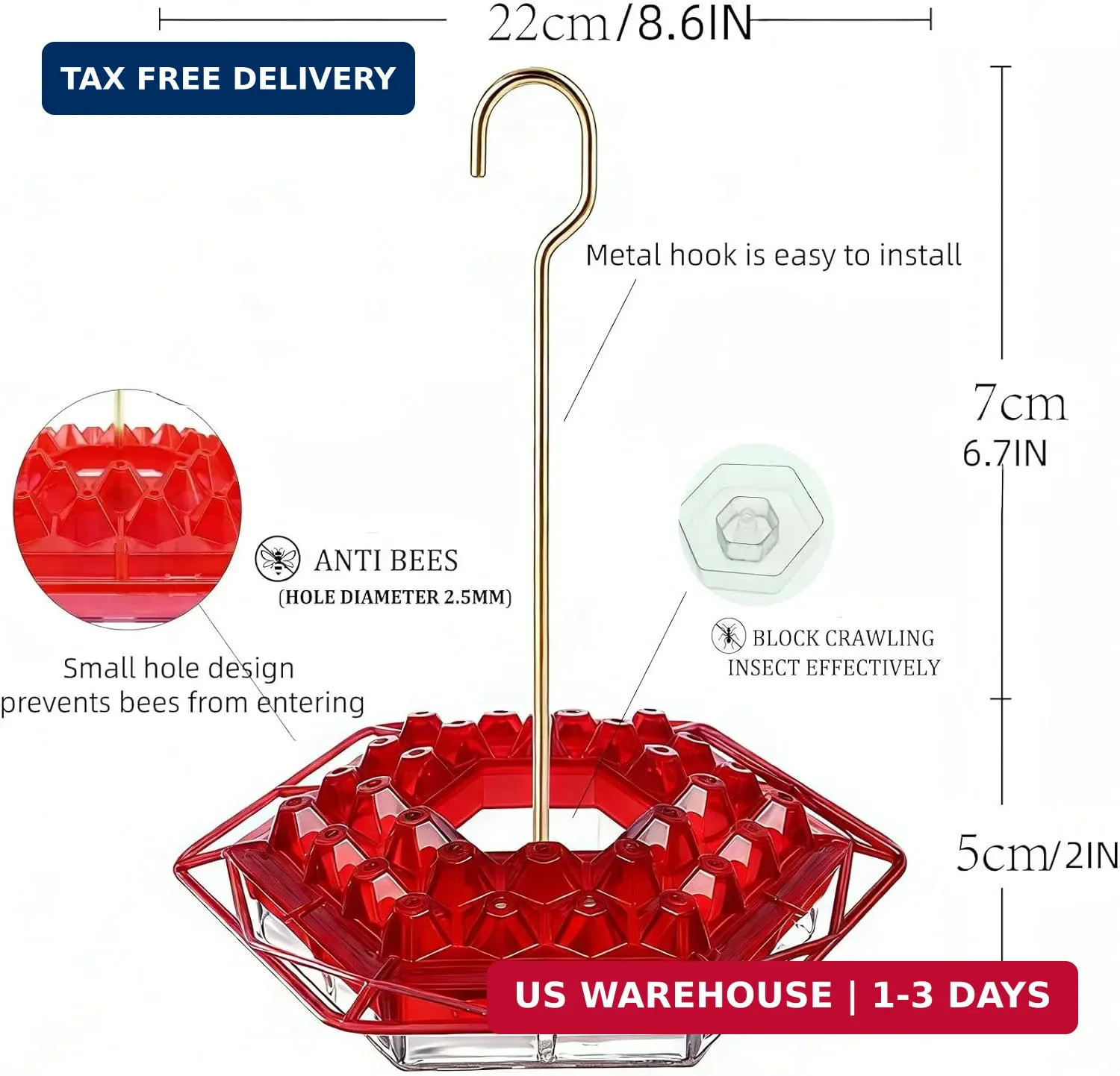Hummingbird Feeder with Ant-Proof Moat Hummingbird Feeder, Easy to Clean and Ref