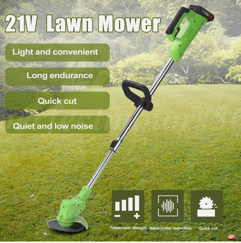 Electric Cordless Grass String Trimmer Lawn Edger Weed Wacker Cutter + 2 Battery