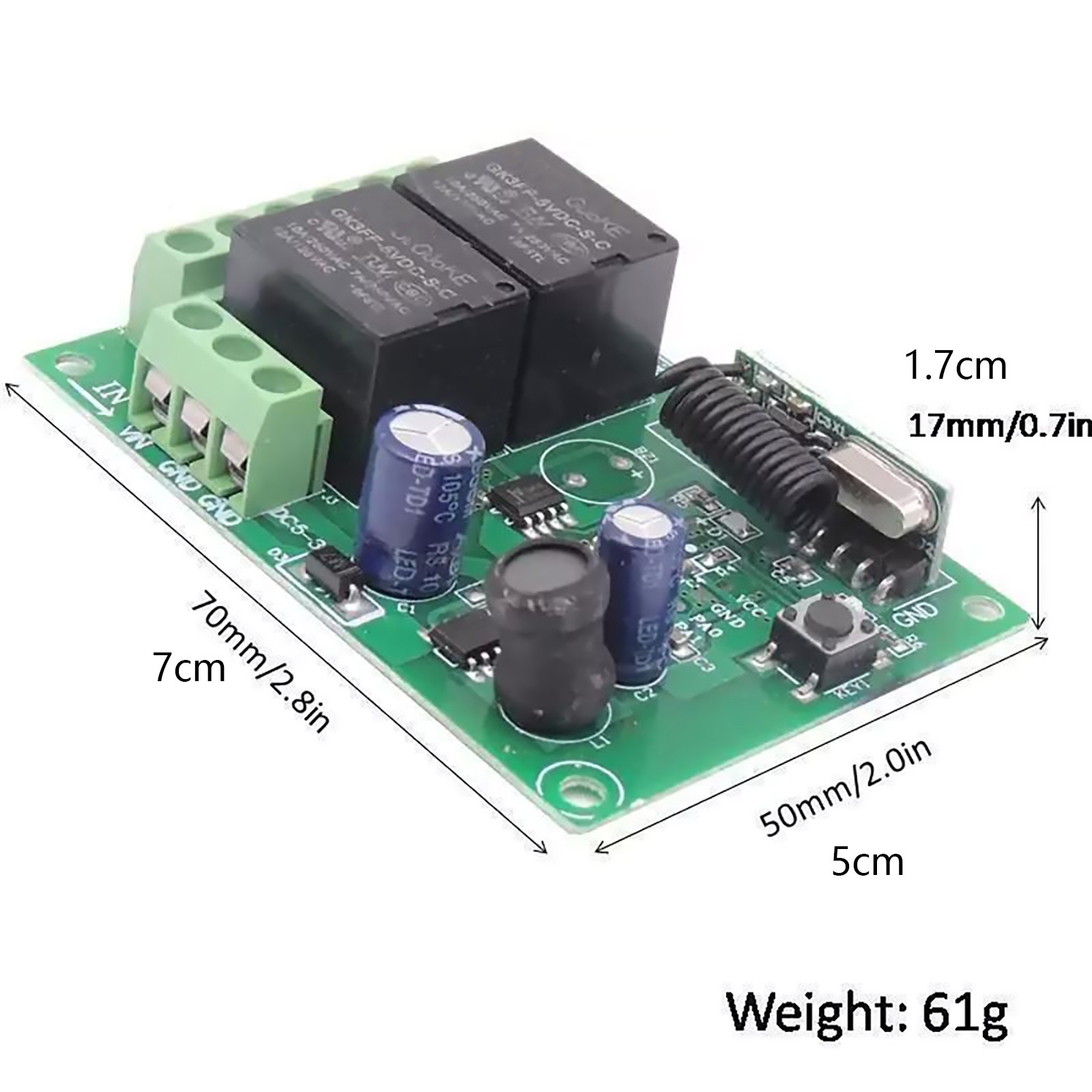 433MHz Universal Wireless Remote Control DC 6V 12V 24V 2CH RF Relay Transmitter