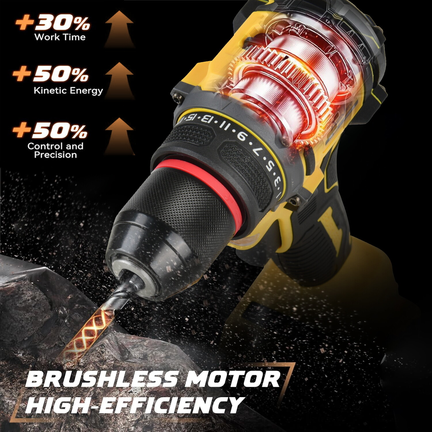 Cordless Brushless 3/8 in. Drill Driver for Dewalt 20V Max Battery TOOL ONLY