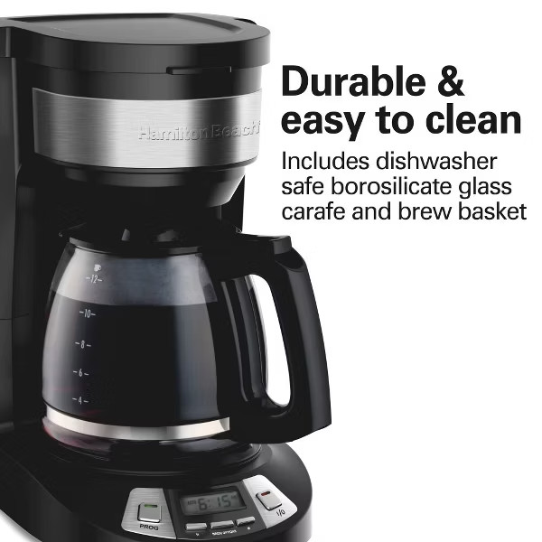 Hamilton Beach 12 Cup Programmable Coffee Maker Black 46290: Drip Coffee Machine