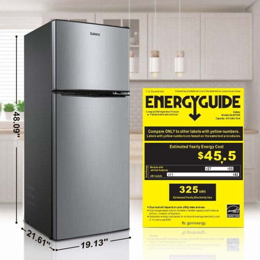 4.6. Cu. ft. Two Door Compact Refrigerator With Freezer Reversible Door 48″ High