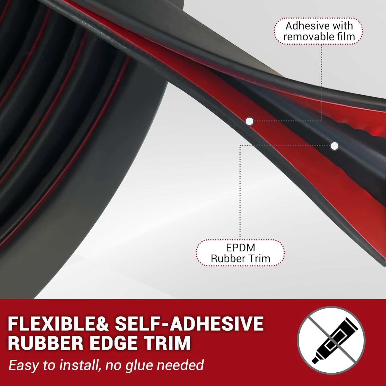 Rubber Edge Trim 1/16″ Self Adhesive U Channel Edge Protector Black 10FT EPDM
