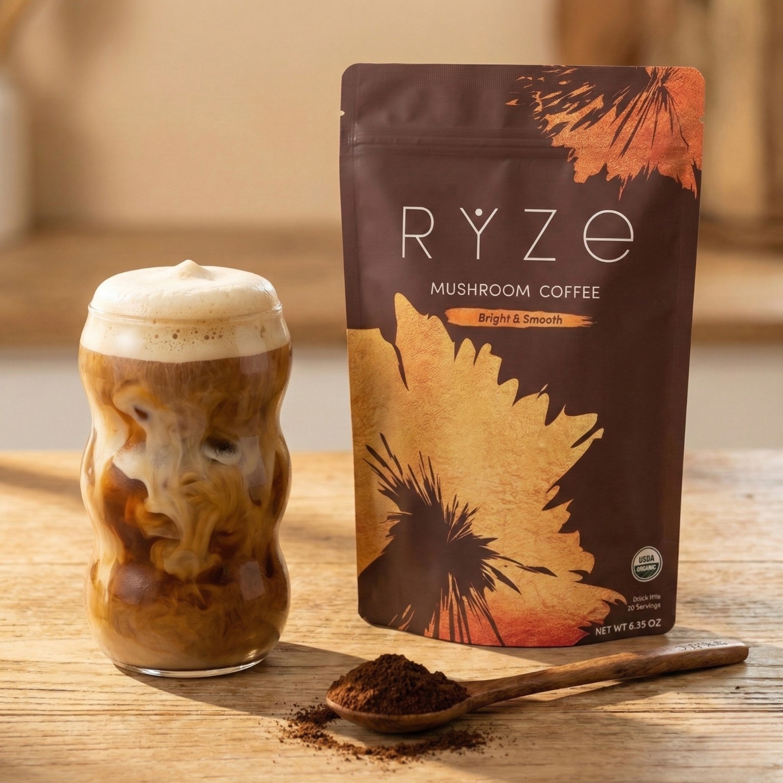 Authentic RYZE Mushroom Coffee 30 Servings Lions Mane Energy Focus Powder 6.35oz