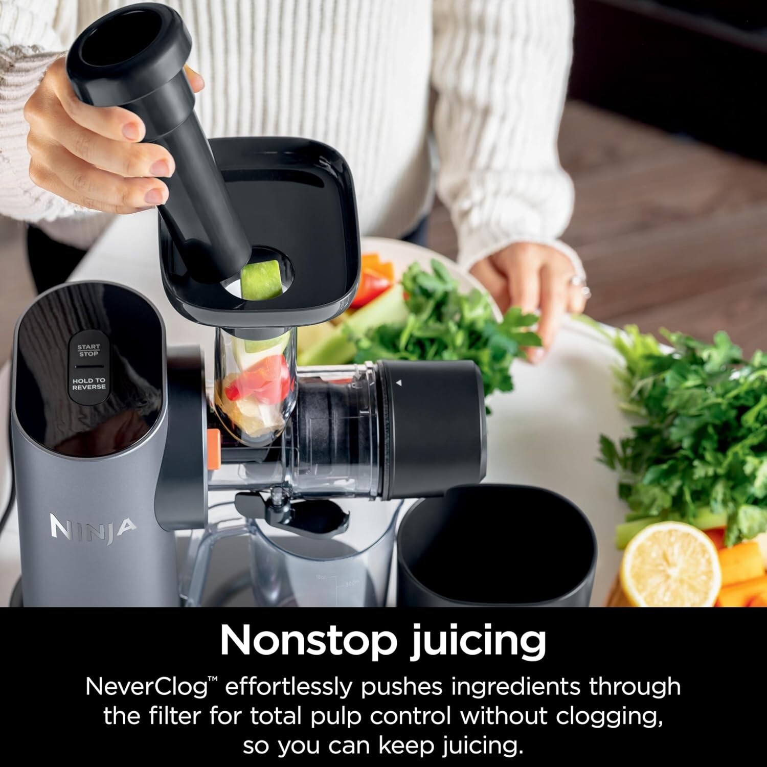 Ninja JC101 Cold Press Pro Compact Powerful Slow Juicer with Total Pulp Control