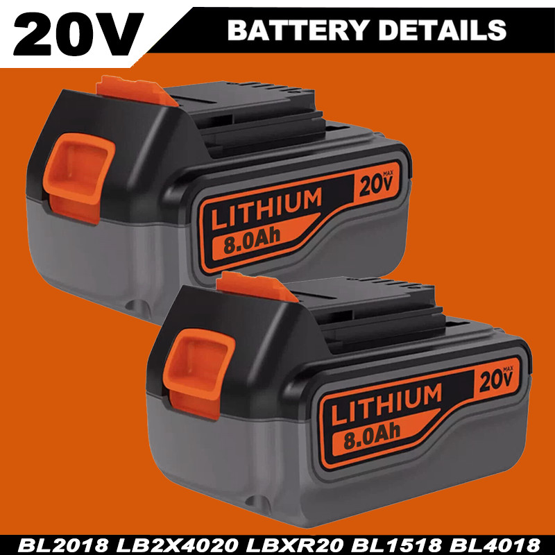 2PCS 8.0Ah 20Volt LB2X4020 Battery FOR Black&Decker 20V MAX Lithium LBXR20 LBX20