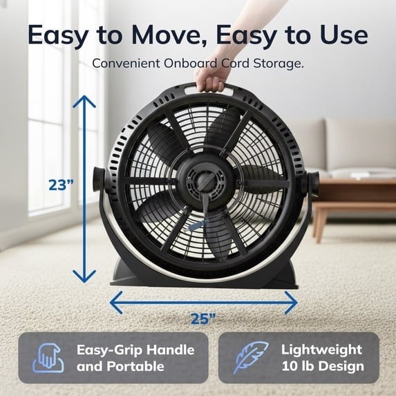 “Lasko WindMachine 20″” Large Floor Fan with Pivoting Head for Whole Room Coolin