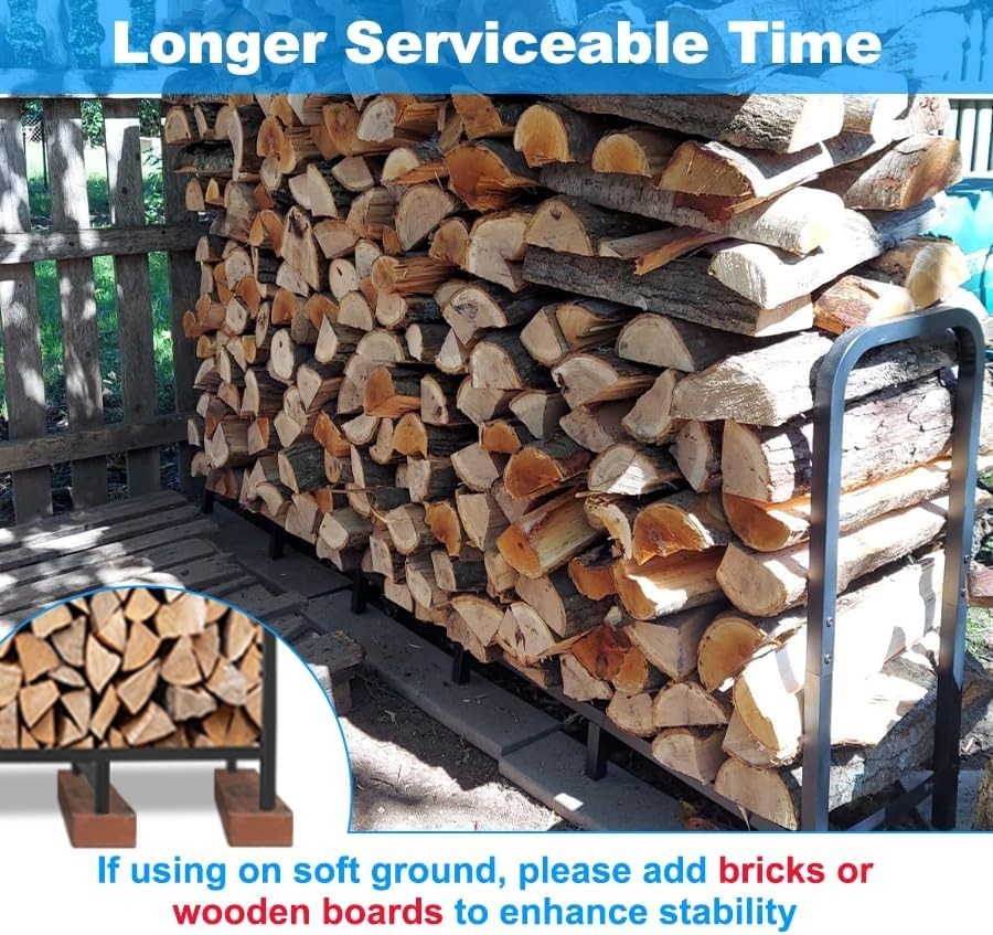 Compact Heavy-Duty Firewood Holder with Elevated Design – Perfect for Indoors