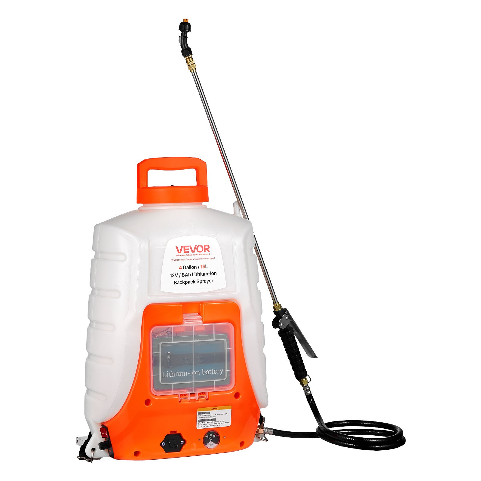 VEVOR Battery Powered Backpack Sprayer 4 Gal Tank 0-90 PSI Adjustable Pressure