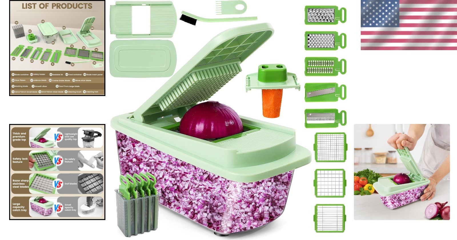 User-Friendly Onion Chopper with 8 Blades – Ideal for Healthy Cooking & Salads
