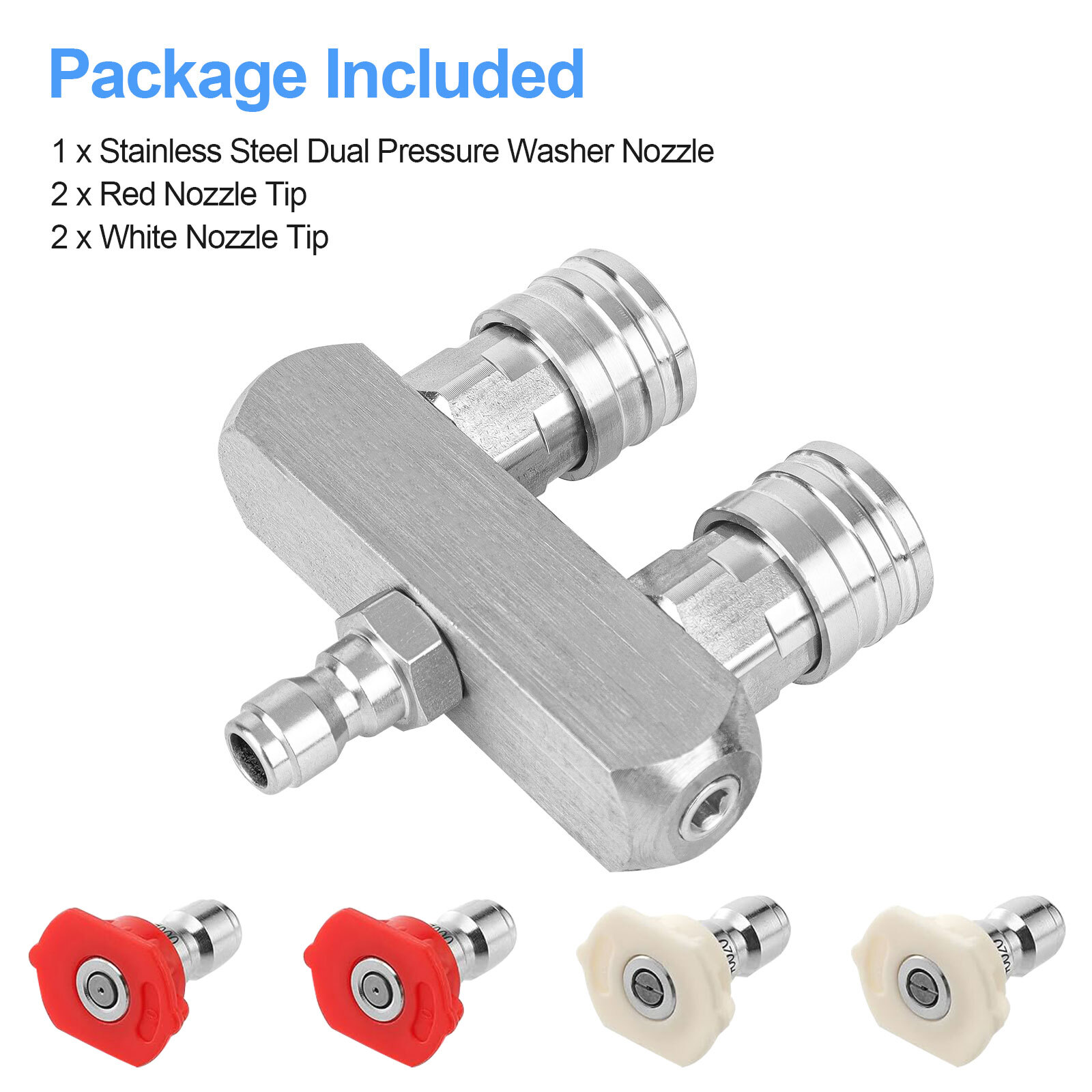 5000 PSI Dual Pressure Washer Nozzle 1/4″ Quick Connect with 0° & 40° Spray Tip